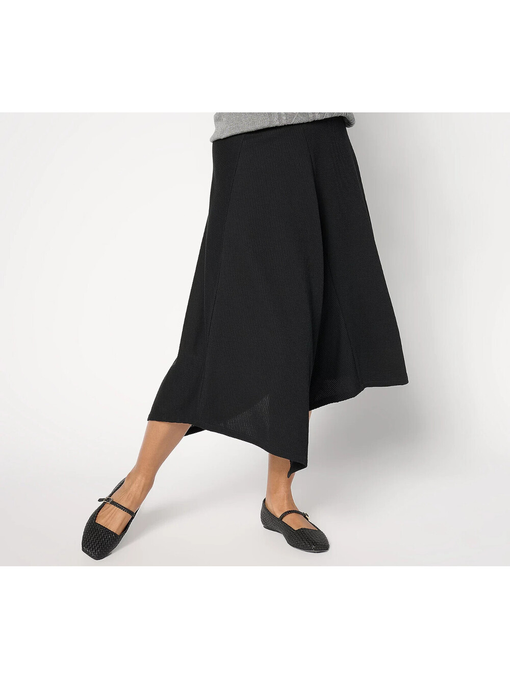 #CL2952 BEAUTIFUL by Lawrence Zarian Petite Asymmetric Rib Knit Skirt Size XSP